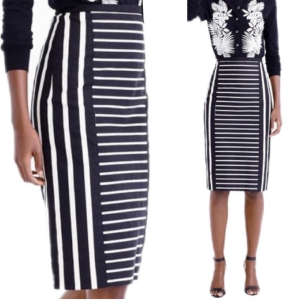 J Crew Striped Pencil Skirt